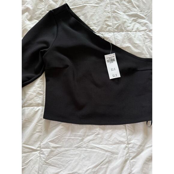 Abercrombie One-Shoulder Black Crop Top- Size Medium - NWT - Picture 2 of 6